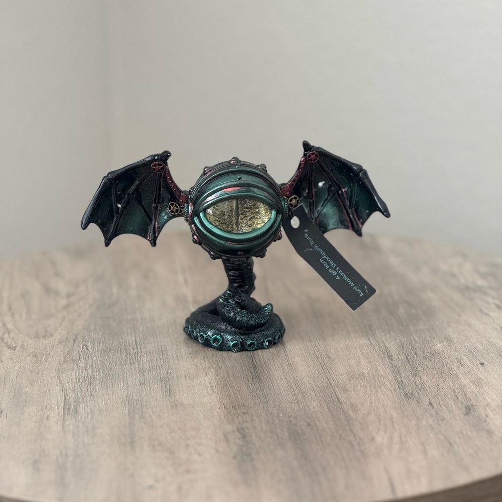 Dragon Wing Orb Desktop Sculpture in Teal and Black